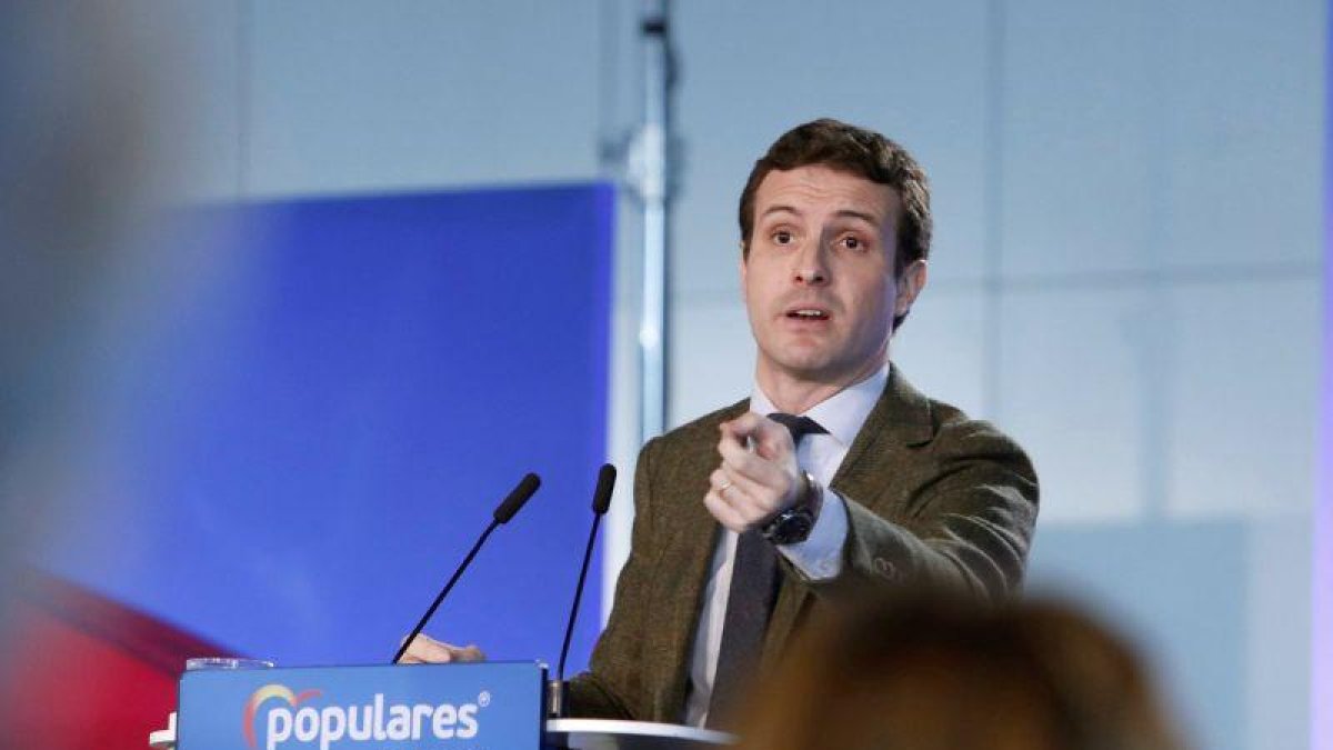 El presidente del PP, Pablo Casado.-EFE / JAVIER BELVER