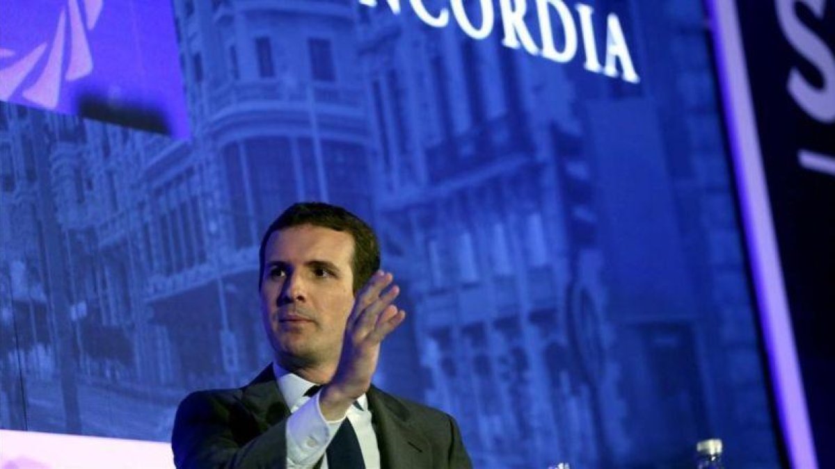 El presidente del Partido Popular, Pablo Casado, participa en el Concordia Europe Amcham Spain Summit.-DAVID CASTRO