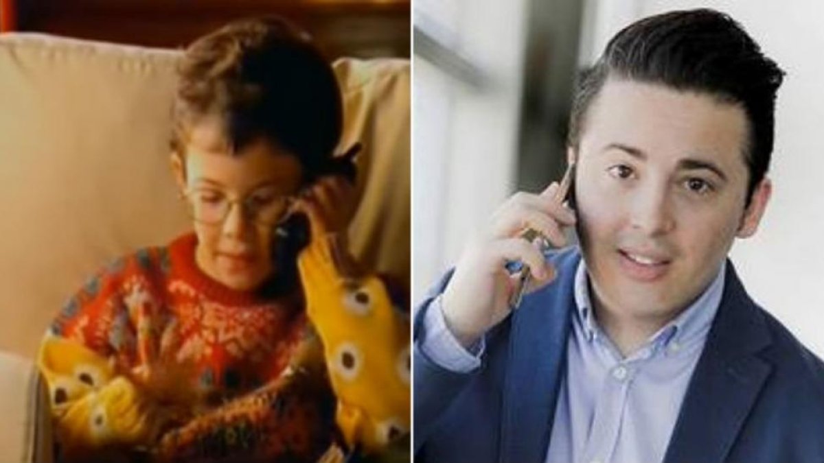 Enrique Espinosa, en su papel más entrañable, como Edu, en el espot de Airtel del 97, y, actualmente, como empresario y fundador de la consultora Angencia Ninja.-