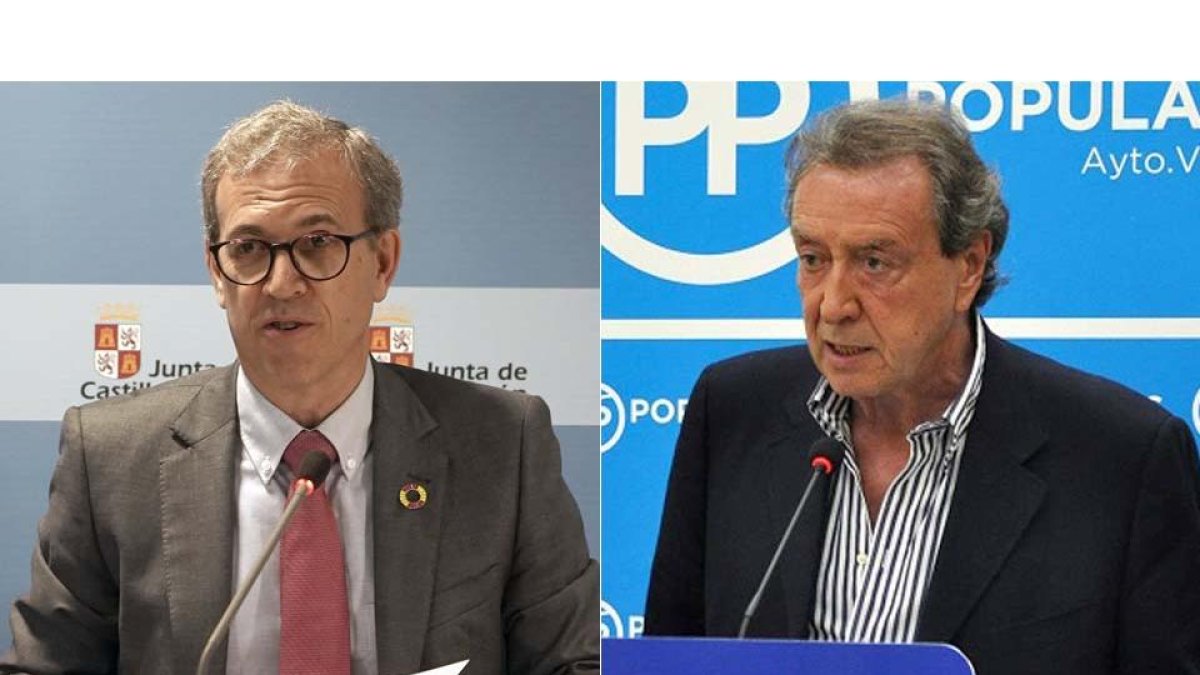 EL consejero de Industria, Mariano Veganzones, y el concejal del PP de Valladolid, José Antonio de Santiago-Juárez. ICAL