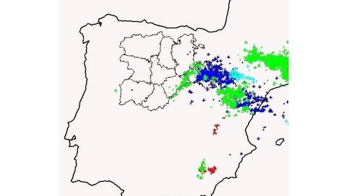Rayos registrados el miércoles-TWITTER AEMET