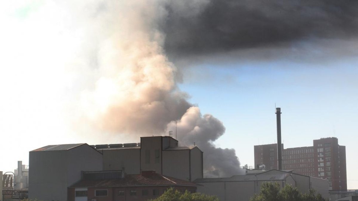 Imagen del fuego en la fábrica cafetera.-ICAL