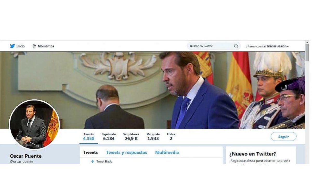 Perfil en twitter del alcalde de Valladolid Óscar Puente.-EL MUNDO