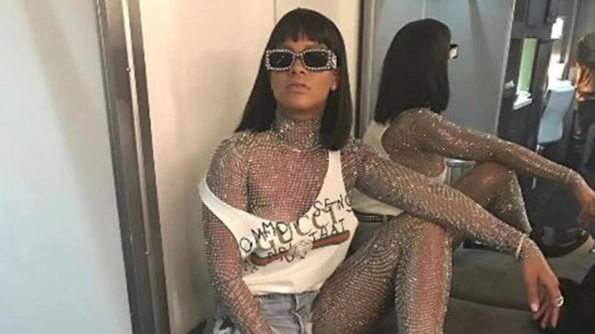 Rihanna, con su modelito de Gucci.-INSTAGRAM