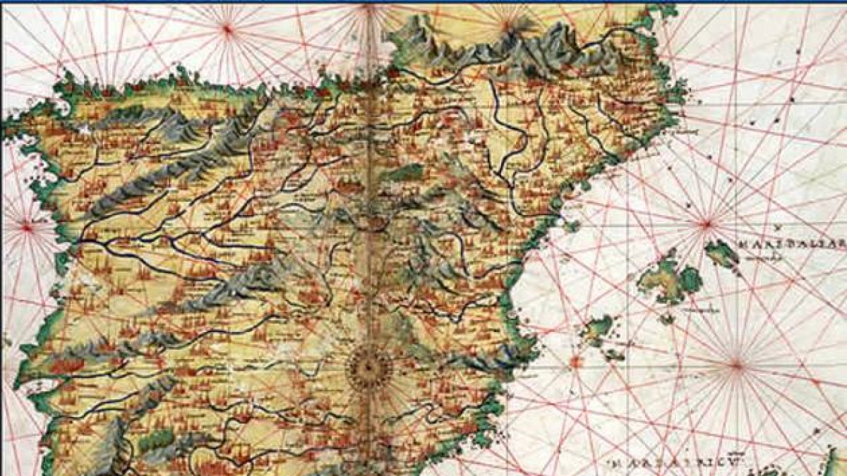 Mapa histórico de la península ibérica.-