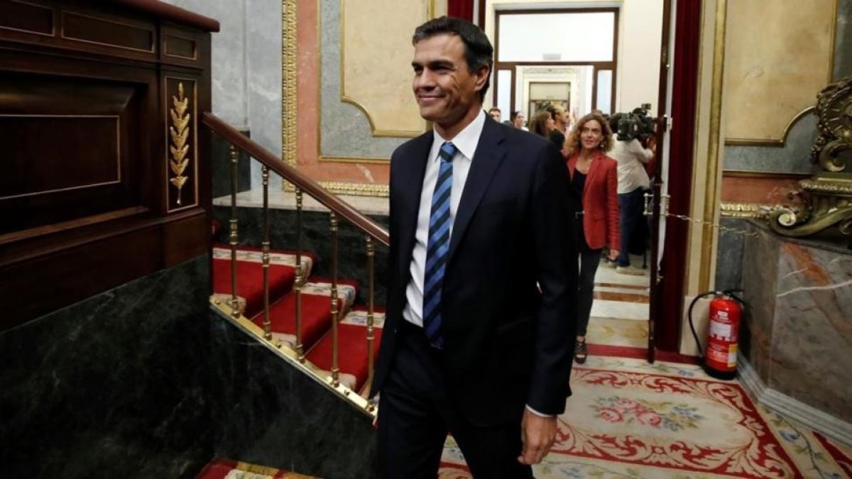 El líder del PSOE, Pedro Sánchez, en el Congreso de los Diputados.-JUAN MEDINA