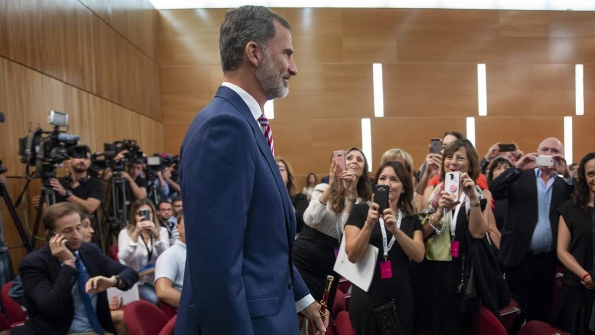 El rey Felipe VI, en la apertura del curso universitario en el Paraninfo de la Universitat Politècnica de Valencia.-MIGUEL LORENZO
