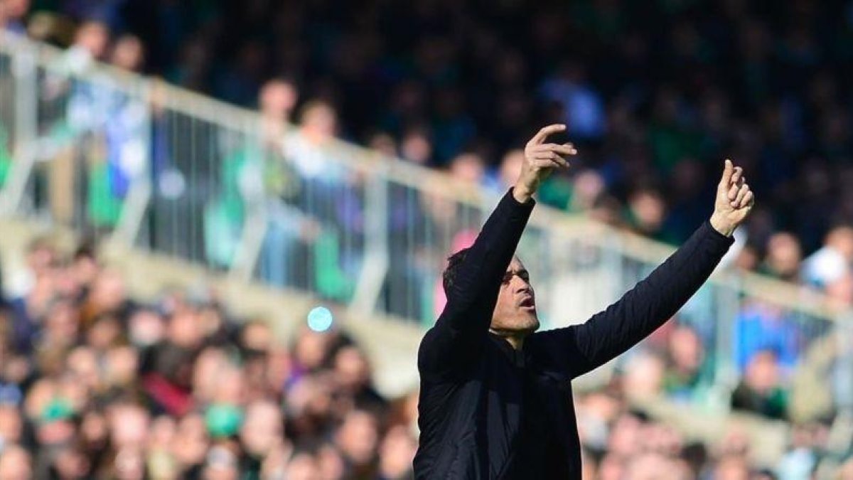 Luis Enrique gesticula durante el Betis-Barça en el Benito Villamarín.-AFP / CRISTINA QUICLER