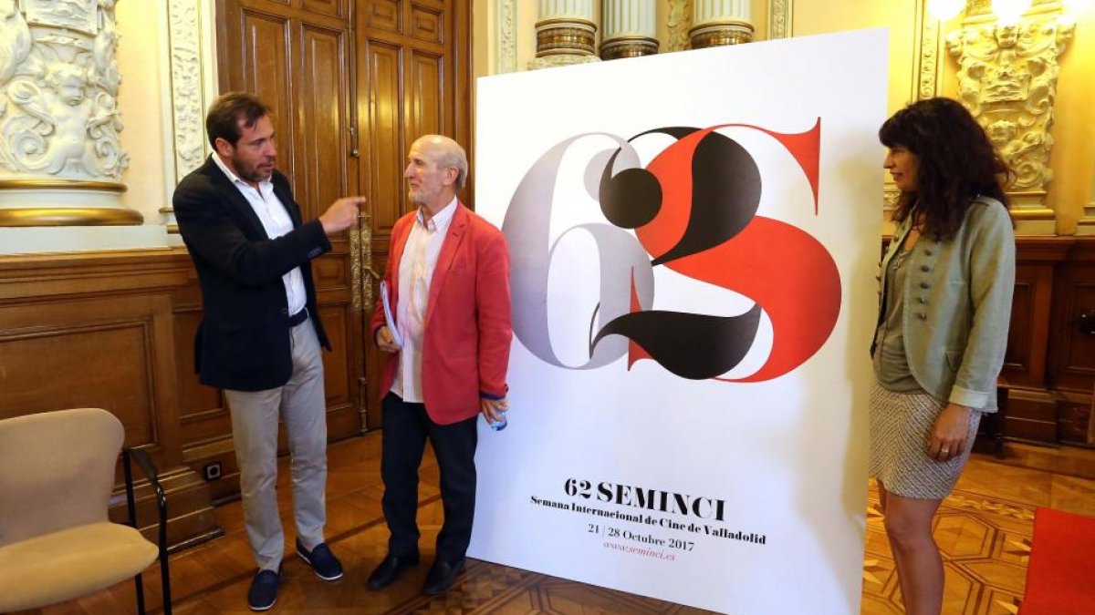 Óscar Puente, Javier Angulo y Ana Redondo ayer, durante la presentación de Seminci.-ICAL