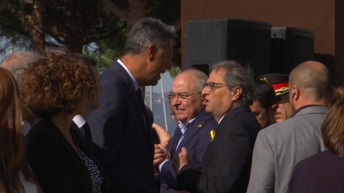 Tensión entre Torra y Albiol durante el acto de homenaje a las víctimas del 17-A en Cambrils.-