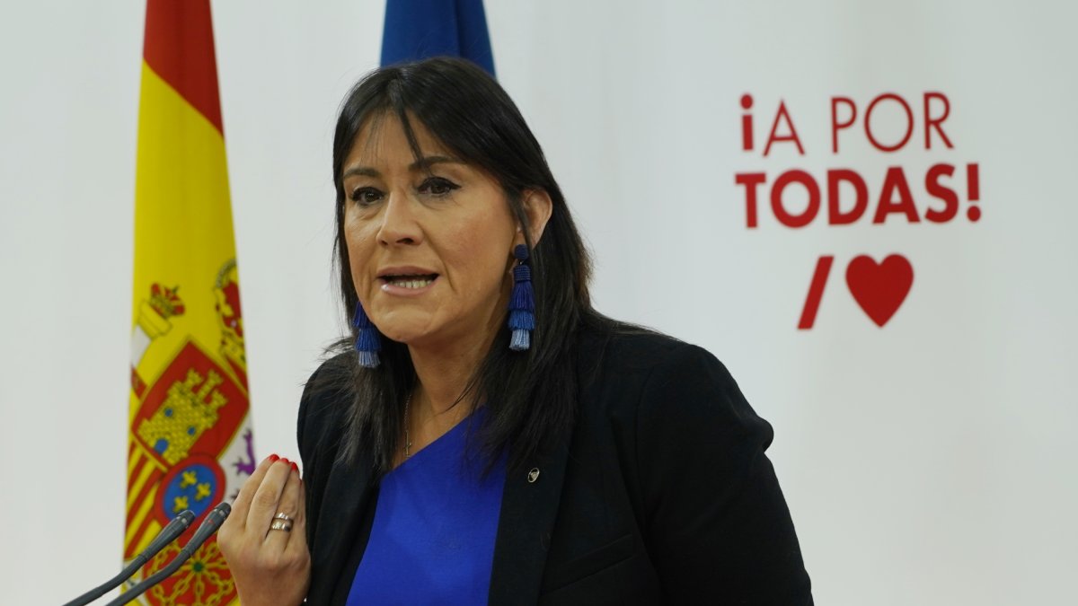 La secretaria de Organización del PSCyL, Ana Sánchez, comparece ante la prensa para analizar cuestiones de actualidad política de la Comunidad. ICAL