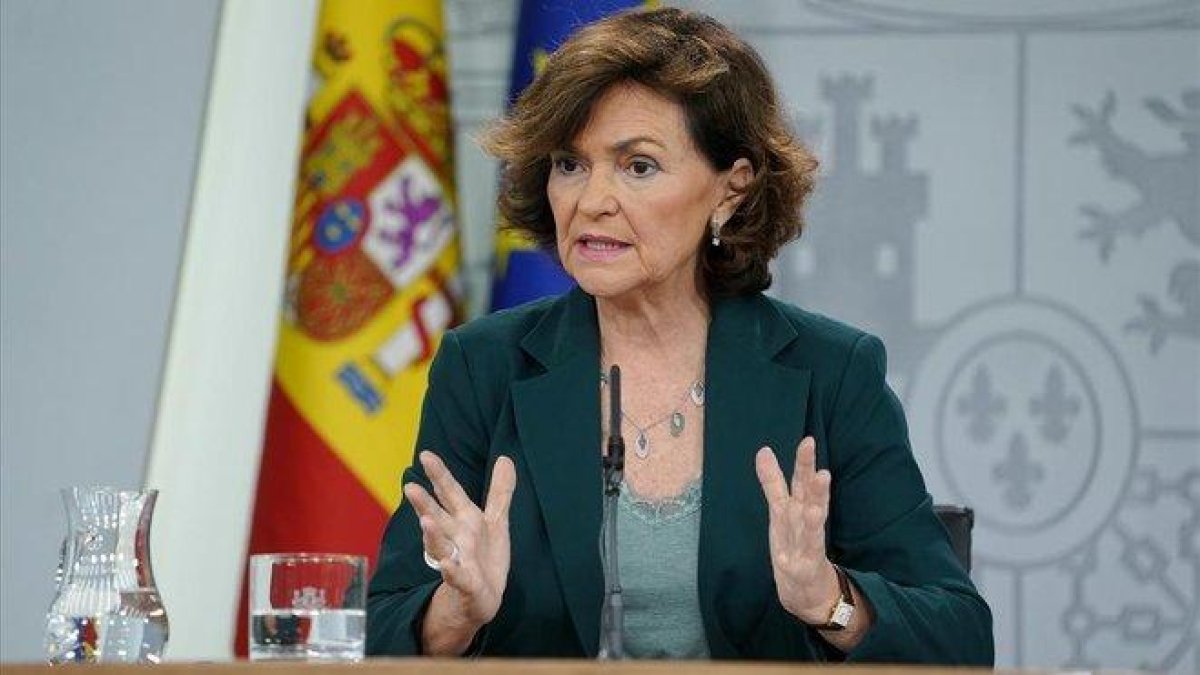 Carmen Calvo, vicepresidenta del Gobierno y ministra de la Presidencia, Relaciones con las Cortes y Memoria Democrática.- E. M.