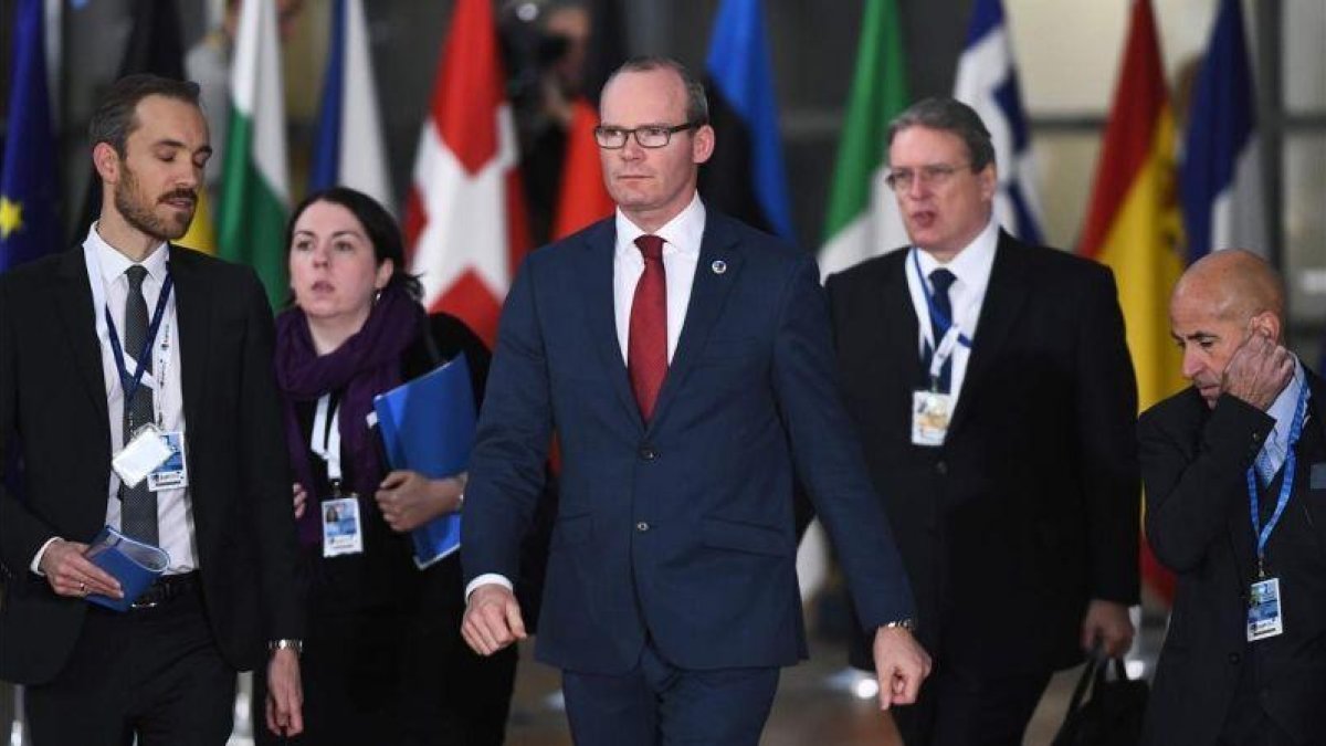 Coveney (centro), en una cumbre europea en Bruselas.-AFP / EMMANUEL DUNAND