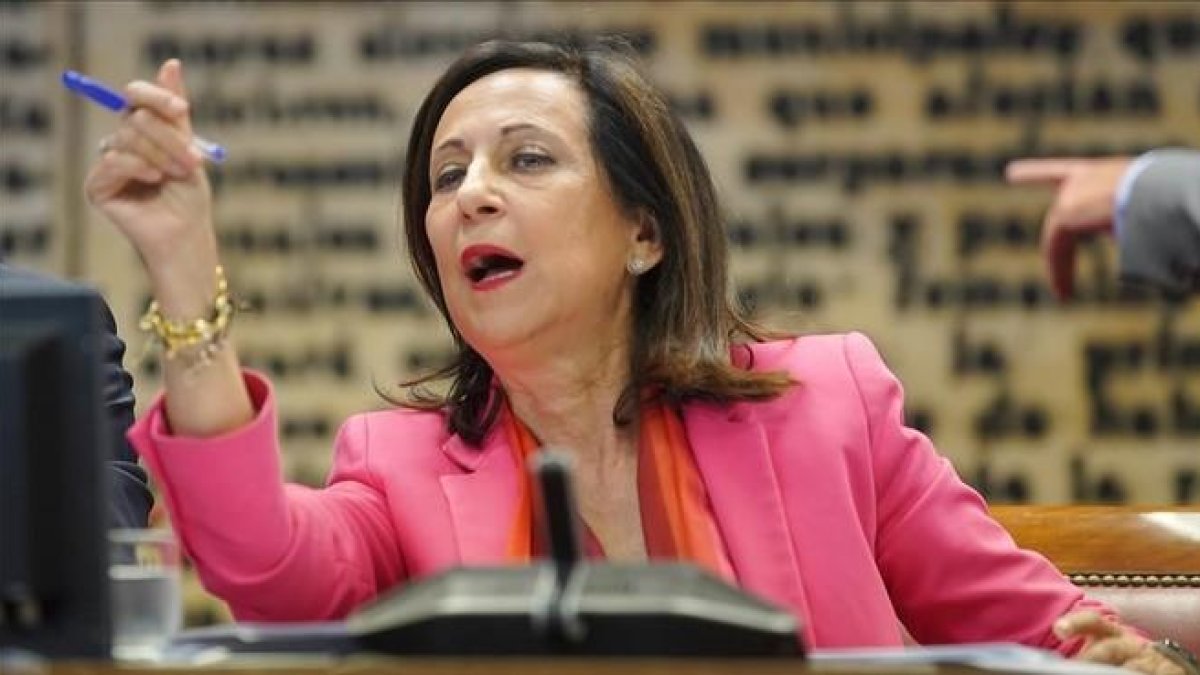 La ministra de Defensa, Margarita Robles, en el Senado.-JOSÉ LUIS ROCA