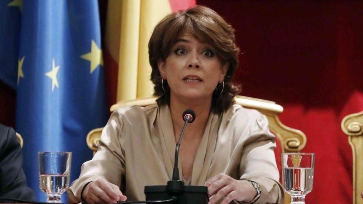 Dolores Delgado, este jueves, en el congreso de Academias Jurídicas y Sociales de Iberoamérica.-EL PERIÓDICO
