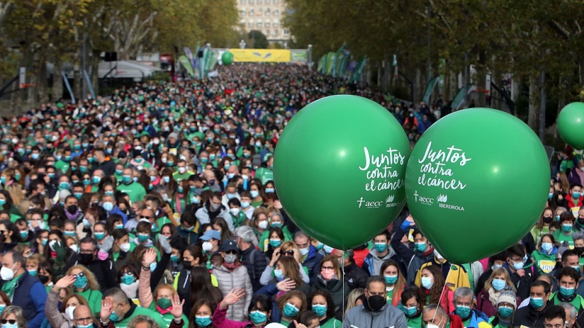 Más de 40.000 personas participan en la 'X Marcha contra el cáncer' en Valladolid.- ICAL