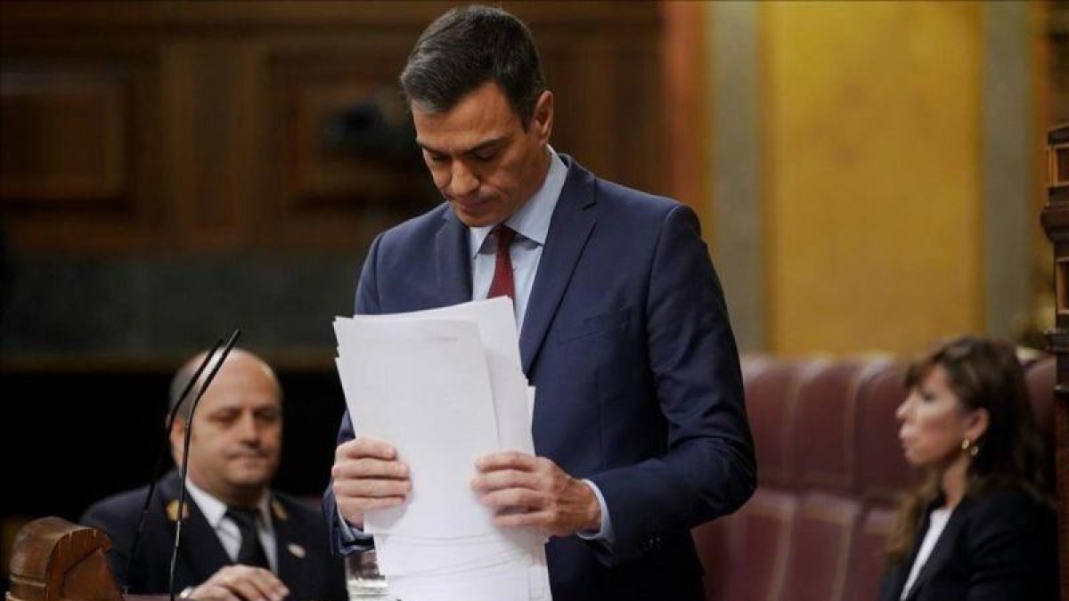 Pedro Sánchez, el miércoles, en el Congreso.-JOSÉ LUIS ROCA