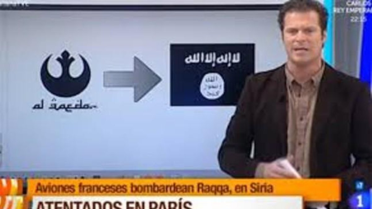 Jota Abril, con los símbolos de fondo en 'En la mañana'.-