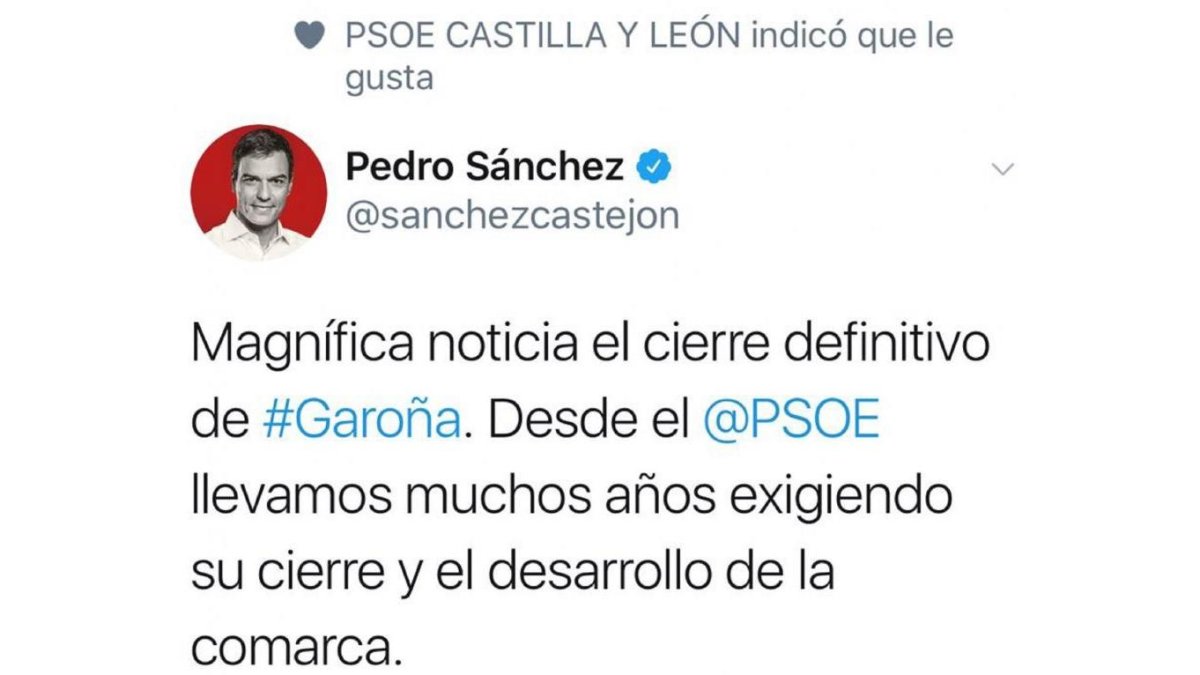 Mensaje de Pedro Sánchez en tweeter-E.M.