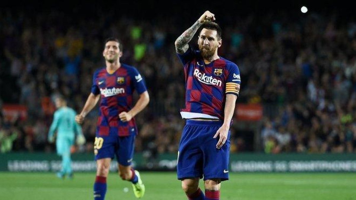 Messi, tras marcar el domingo al Sevilla.-JOSEP LAGO