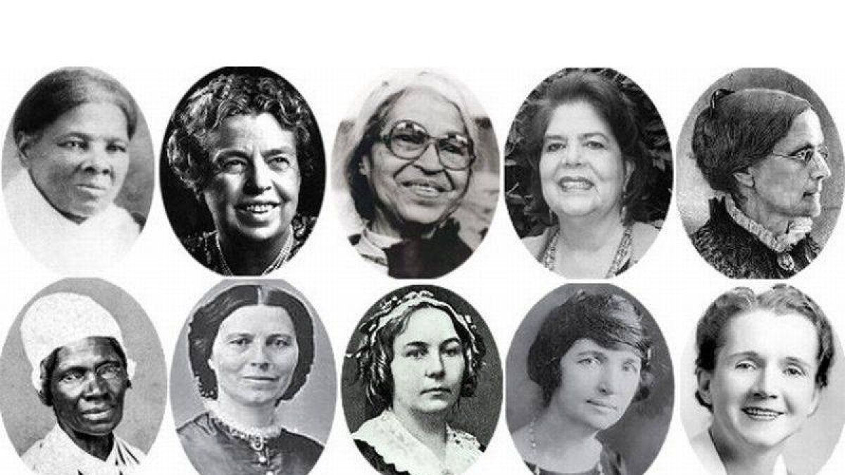 De izquierda a derecha y de arriba abajo: Harriet Tubman, Eleanor Roosevelt, Rosa Parks, Wilma Mankiller, Susan B. Anthony, Sojourner Truth, Clara Barton, Elizabeth Lady Stanton, Margaret Sanger y Rachel Carson.-Foto: WOMEN ON 20S