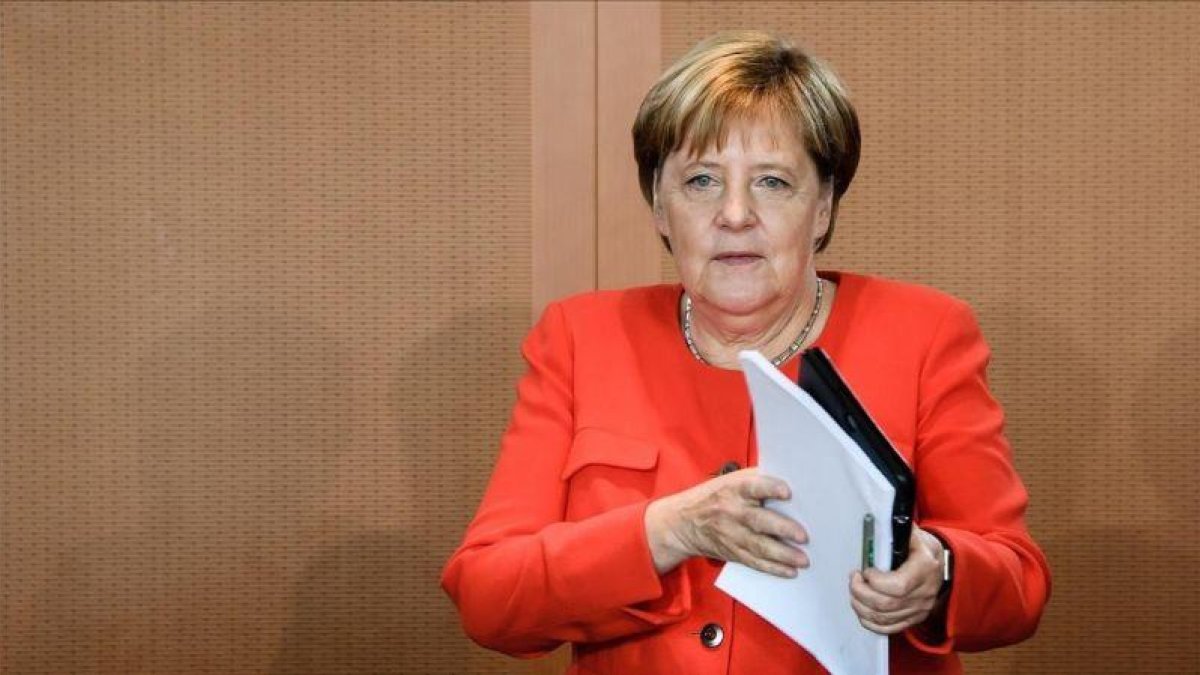 Merkel, tras el Comsejo de Ministros de este miércoles.-CLEMENS BILAN
