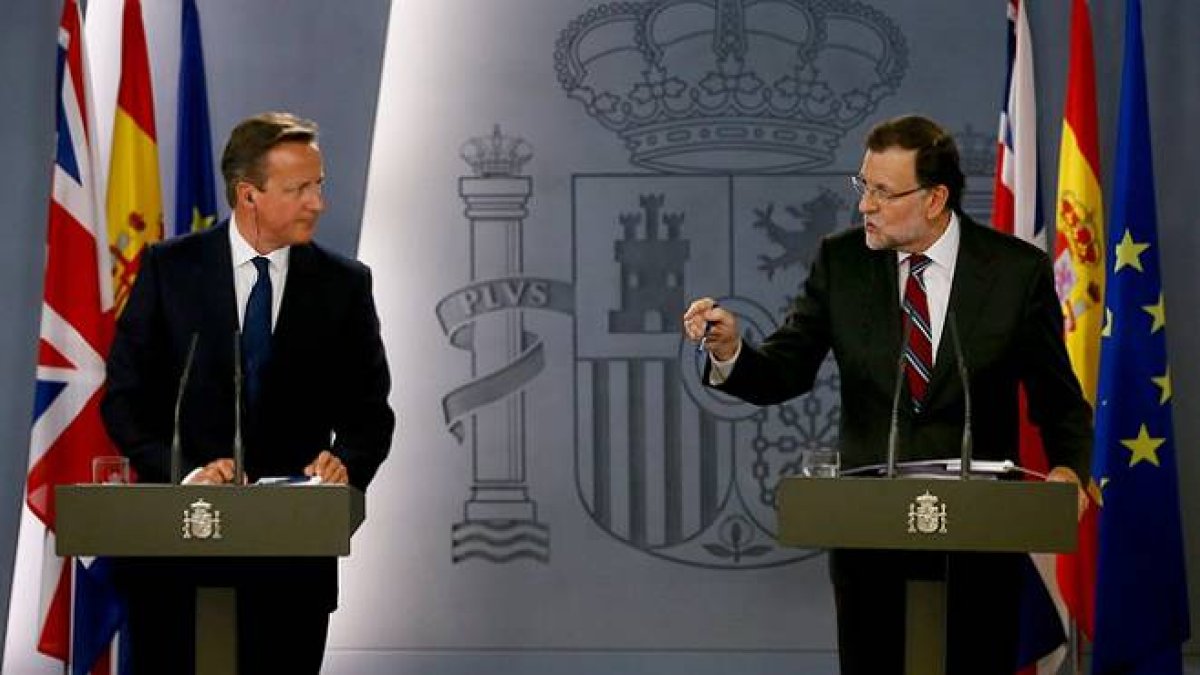 David Cameron y Mariano Rajoy, este viernes 4 de septiembre en la Moncloa.-EFE