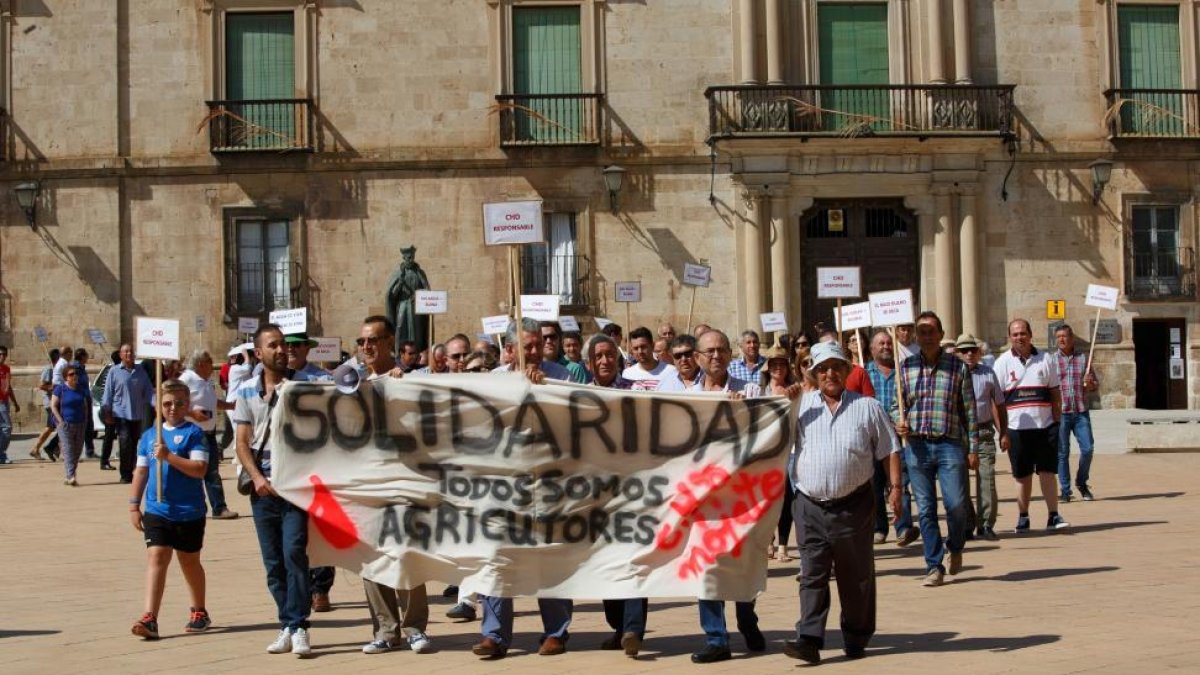 Los Regantes de Bajo Duero se concentran en Almazán para pedir agua.-ICAL