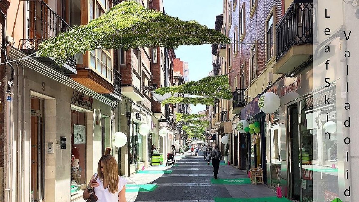 Recreación de la calle Santa María una vez que estén montados los toldos verdes.-E.M.