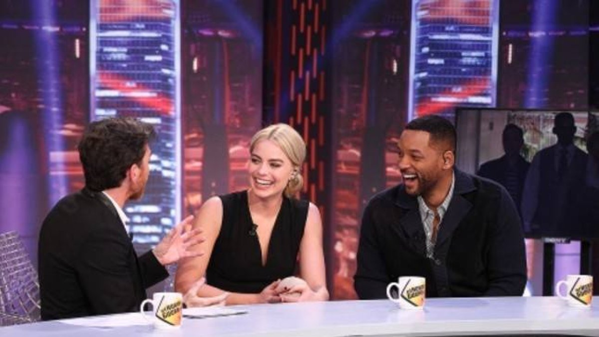 Pablo Motos, Margot Robbie y Will Smith, en 'El hormiguero'.-Foto: ATRESMEDIA