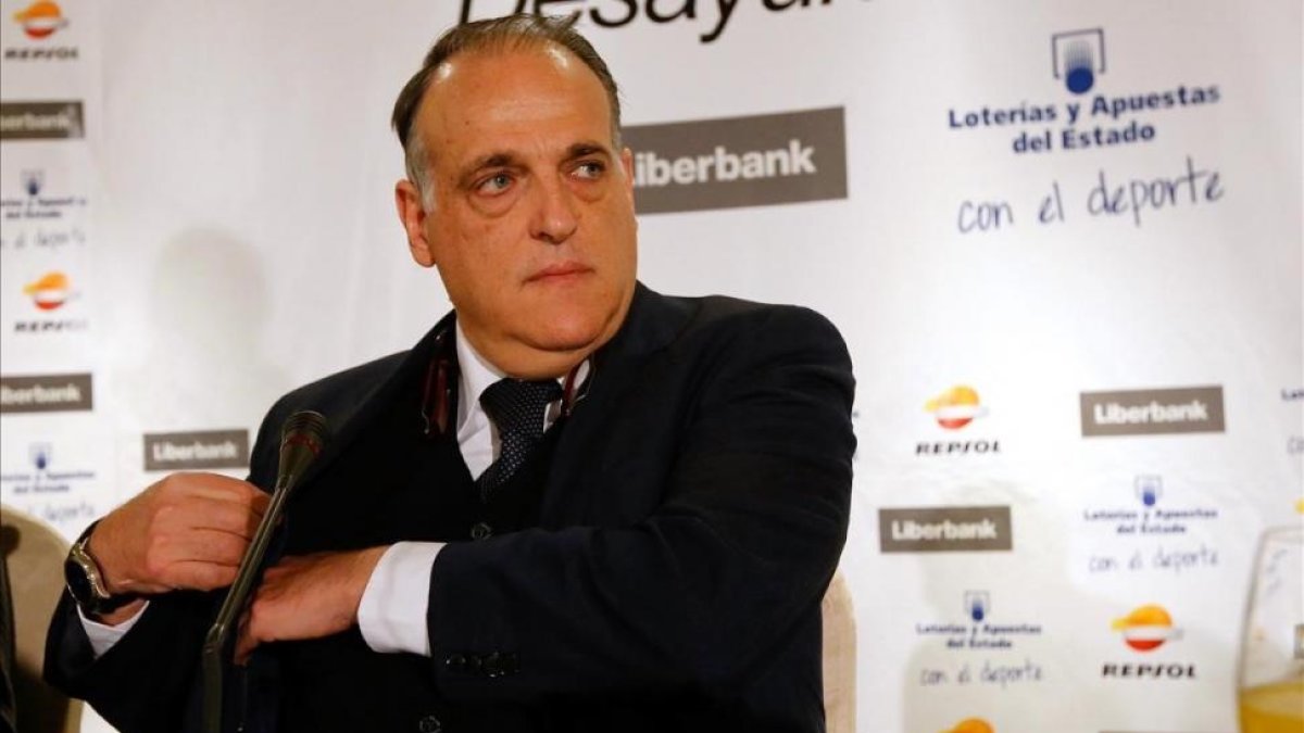 Javier Tebas, durante su participación en un desayuno informativo de Europa Press.-JUAN MANUEL PRATS