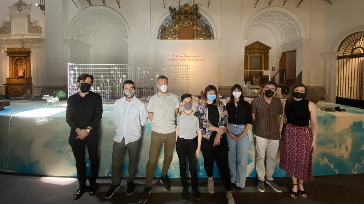 David Duyos, Luca Arboccò, Juan Carlos Quindós, Miriam Navarro, Marta Almudí, Ana Cubero, Julio Mediavilla y María Mozo, ayer, en Las Francesas. | P. A.