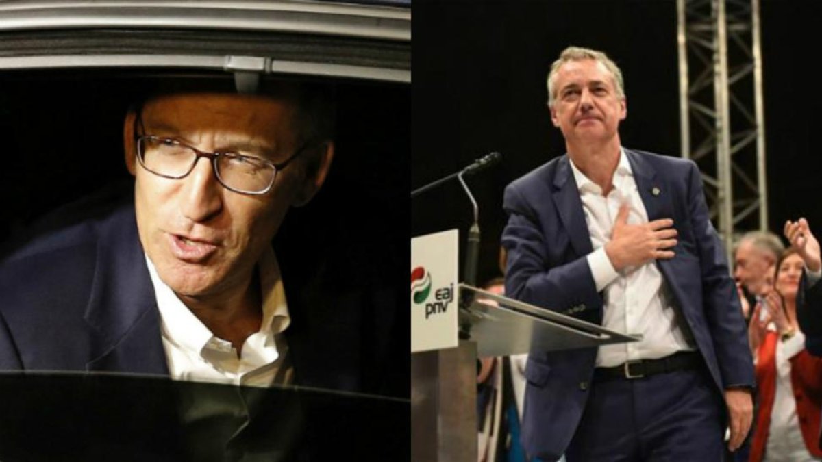 Los aspirantes a la reelección, Alberto Núñez Feijóo en Galicia e Iñiigo Urkullu en Euskadi, flamentes vencedores del 25-S.-EL PERIÓDICO