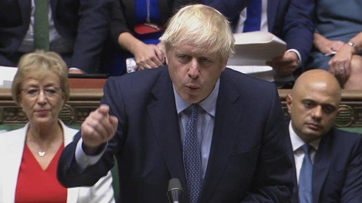 Boris Johnson durante su intervención ante los comunes.-AP