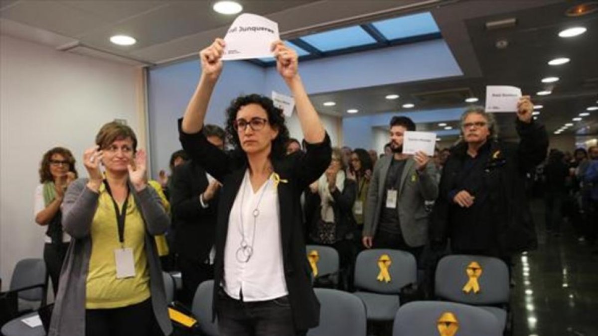 La secretaria general de ERC, Marta Rovira, en la última reunión del consejo nacional del partido-ELISENDA PONS