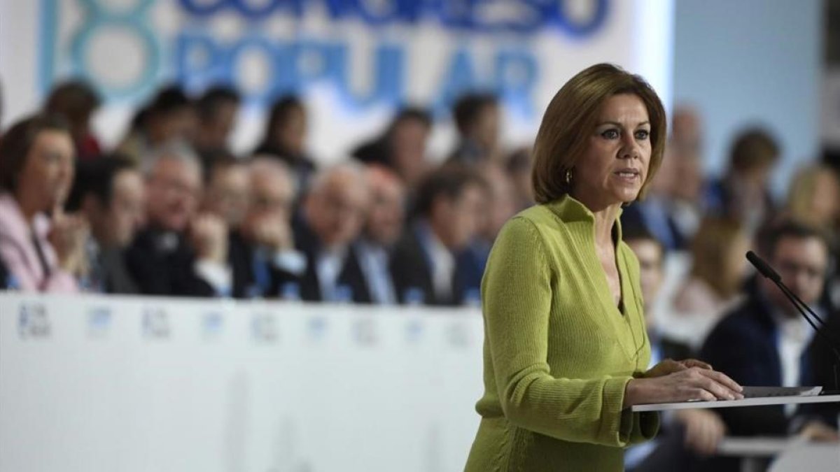 María Dolores de Cospedal, en la clausura del congreso del PP.-AFP