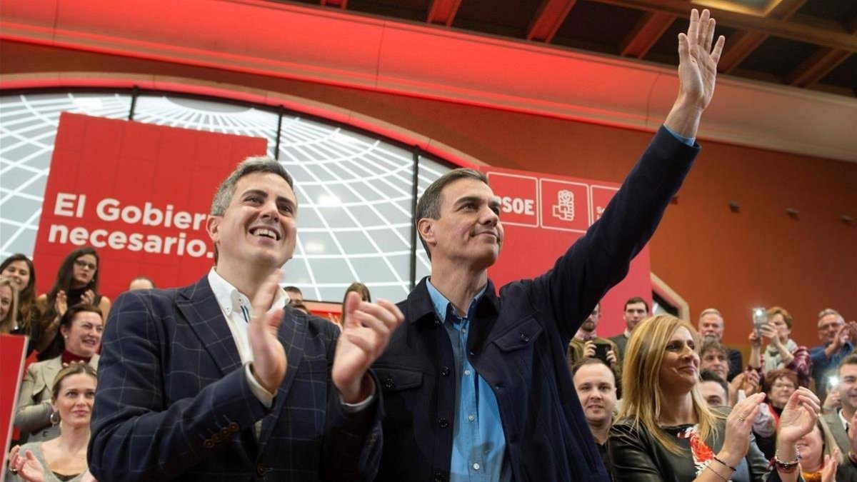 El presidente del Gobierno, Pedro Sánchez, en un mitin en Santander-EFE