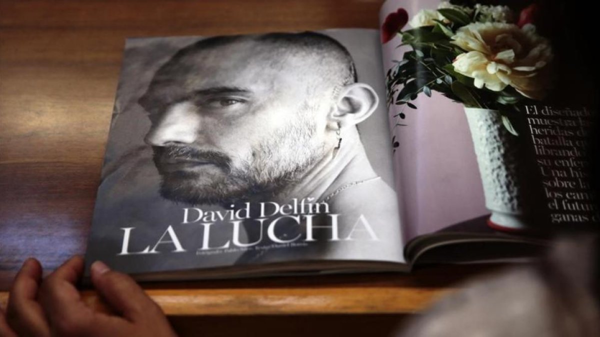 David Delfín muestra su cicatriz en la cabeza, donde le detectaron tres tumores, en una entrevista para la revista 'Vogue'.-FRANCESC CASALS