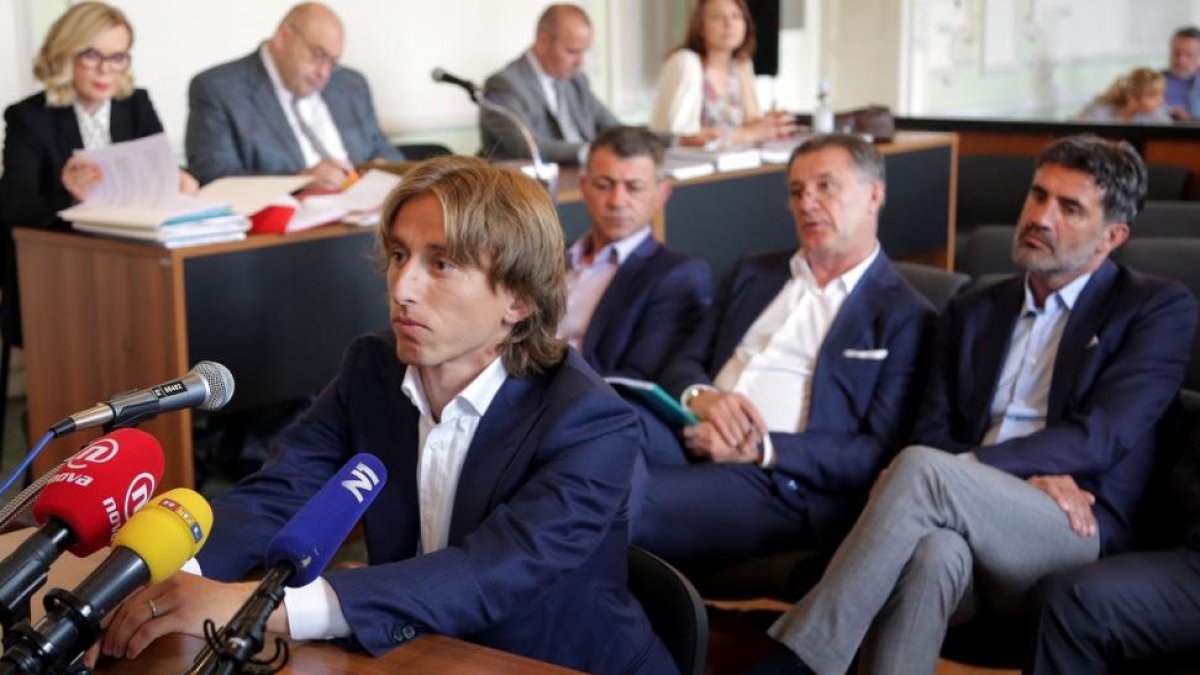 Luka Modric, durante su declaración en el juicio.-STR / AFP