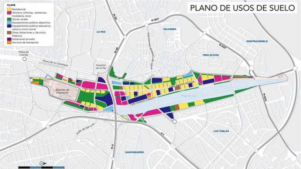 Plano de usos de suelo de Madrid Nuevo Norte.-TWITTER CASTELLANA NORTE
