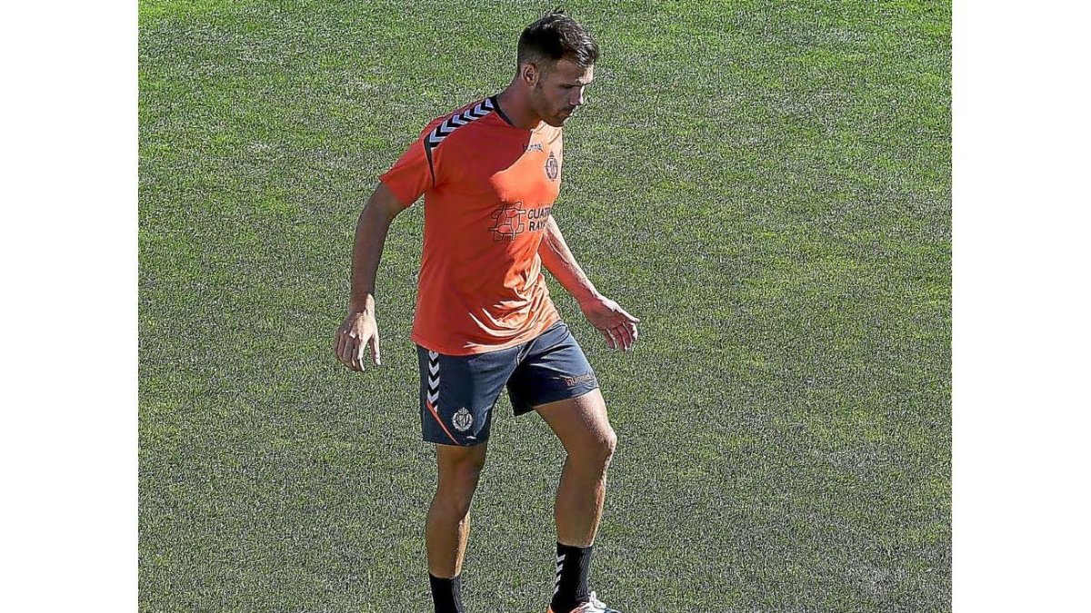 Ortuño, en su único entrenamiento con el Real Valladolid.-BALCAZA