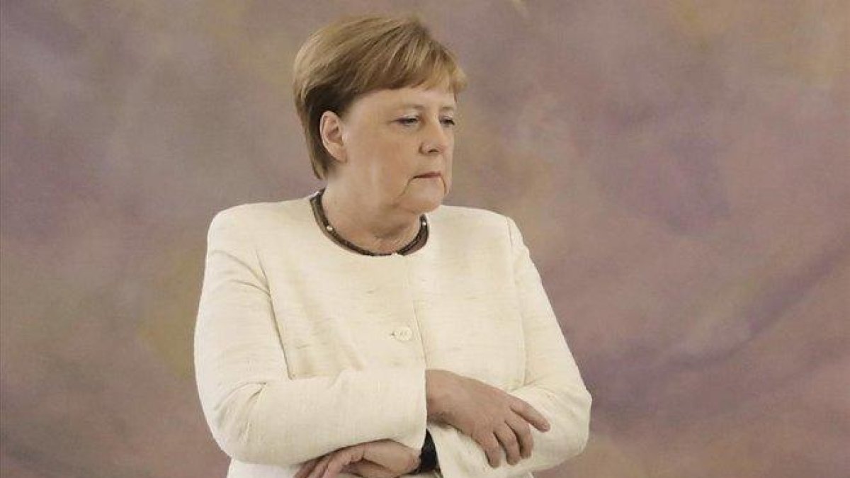 La cancillera alemana, Angela Merkel, en el acto celebrado en el palacio de Bellevue (Berlín).-KAY NIETFELD (DPA)
