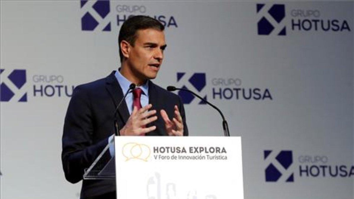 Pedro Sánchez, durante su intervención en la inauguración del Foro Hotusa-EFE