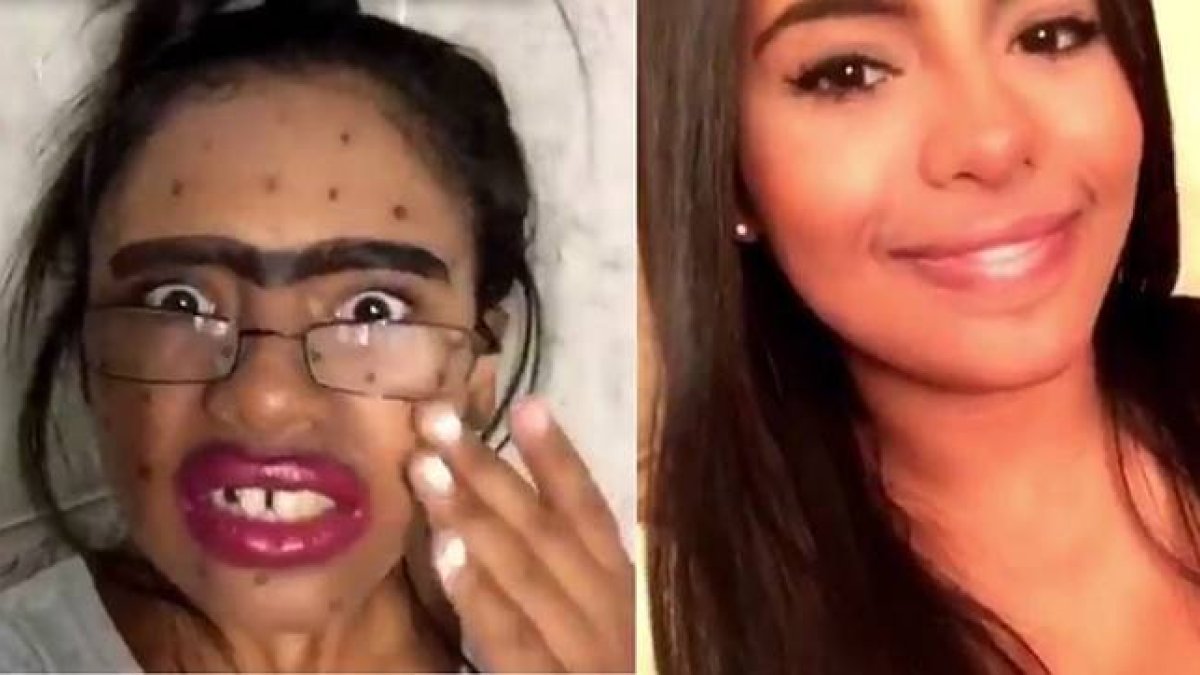 Una joven se une al #DontJudgeChallenge parodiando el espectacular cambio que sufre su rosto tras aplicarse una 