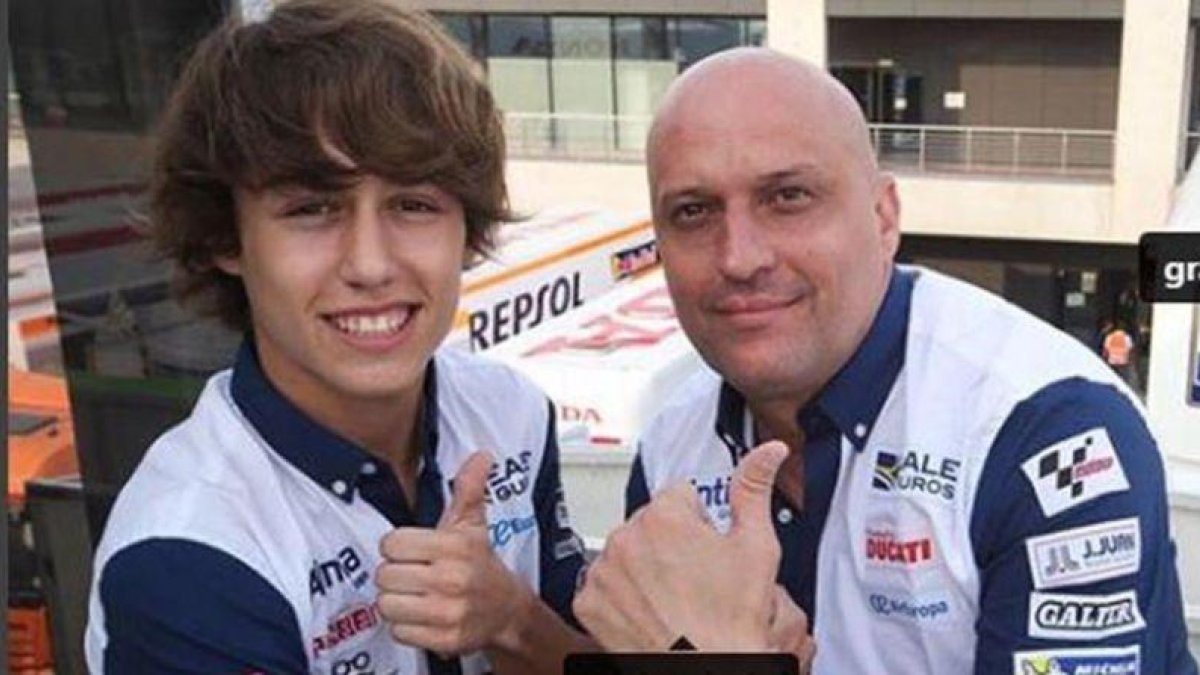 Andras Pérez, junto a Raúl Romero, responsable del equipo Real Avintia en el que corría el joven de 14 años.-INSTAGRAM DE REAL AVINTIA