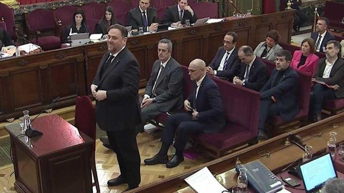 Oriol Junqueras en su declaración en el juicio del procés.-EFE