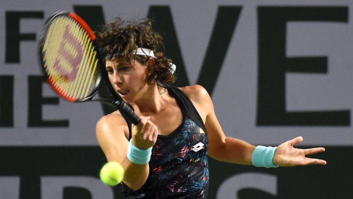Carla Suarez durante su partido victorioso ante Danielle Collins.-JAYNE KAMIN-ONCEA (USA TODAY SPORTS)
