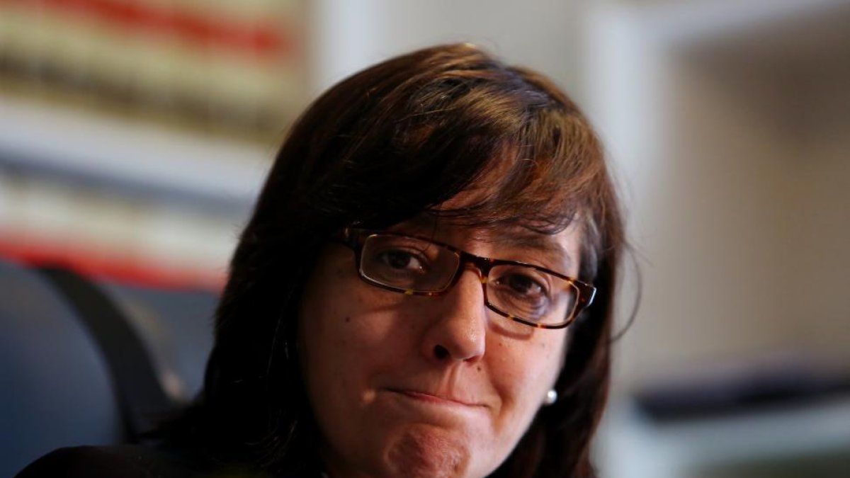 La ex concejala del Ayuntamiento de Ponferrada, Amparo Vidal, durante su comparecencia.-ICAL