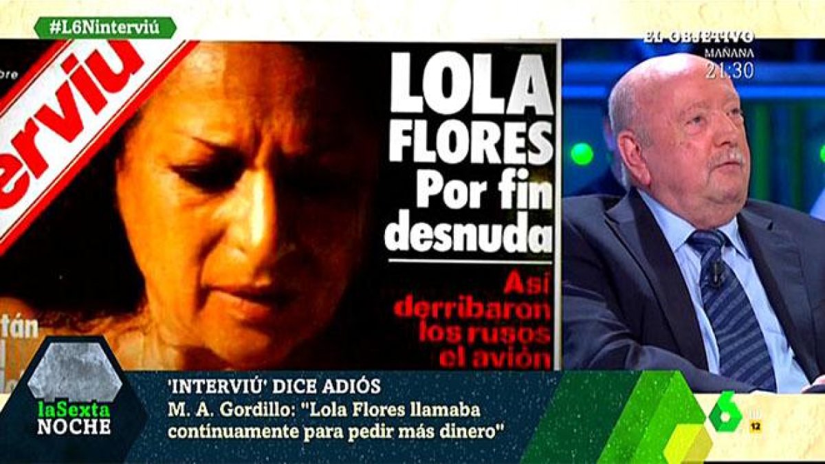 Miguel Ángel Gordillo y el Interviú de Lola Flores, en La Sexta noche.-/ ATRESMEDIA