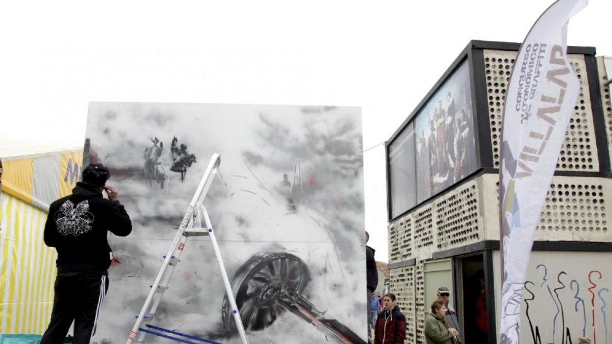 Participante en el concurso autonómico de Graffitis en Villalar de los Comuneros.-ICAL